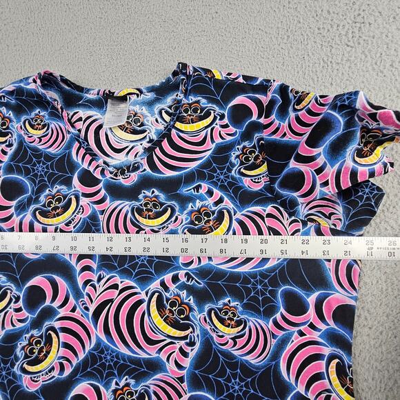 Disney Cheshire Cat Scrub Top XL Alice in Wonderland Glow Halloween Nurse Vet - Picture 3 of 6